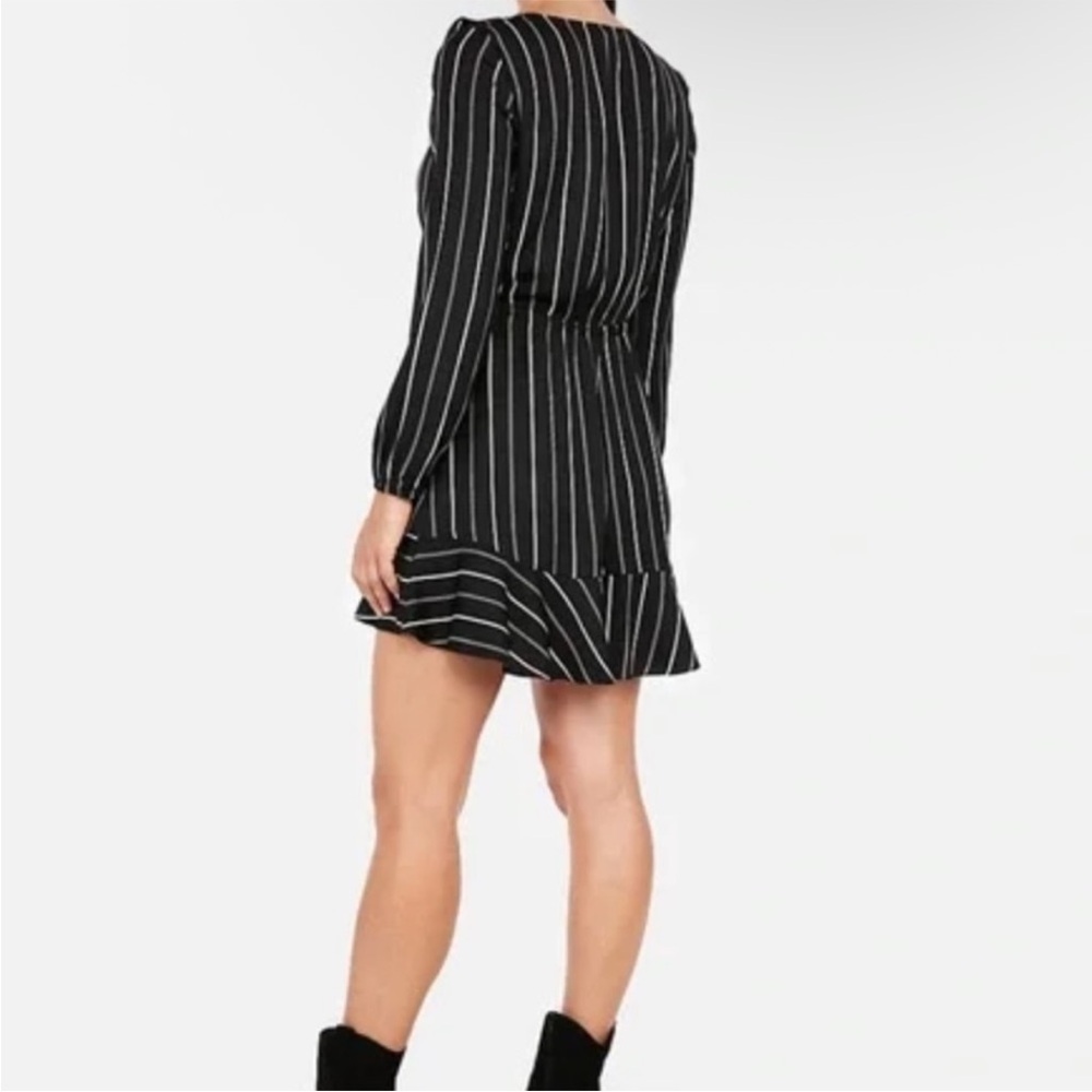 Express Striped Ruffle Wrap Dress - Picture 2 of 6